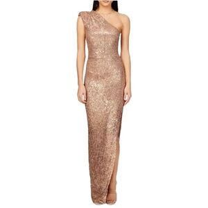 Nookie Gold Sequin One Shoulder Prom Dress